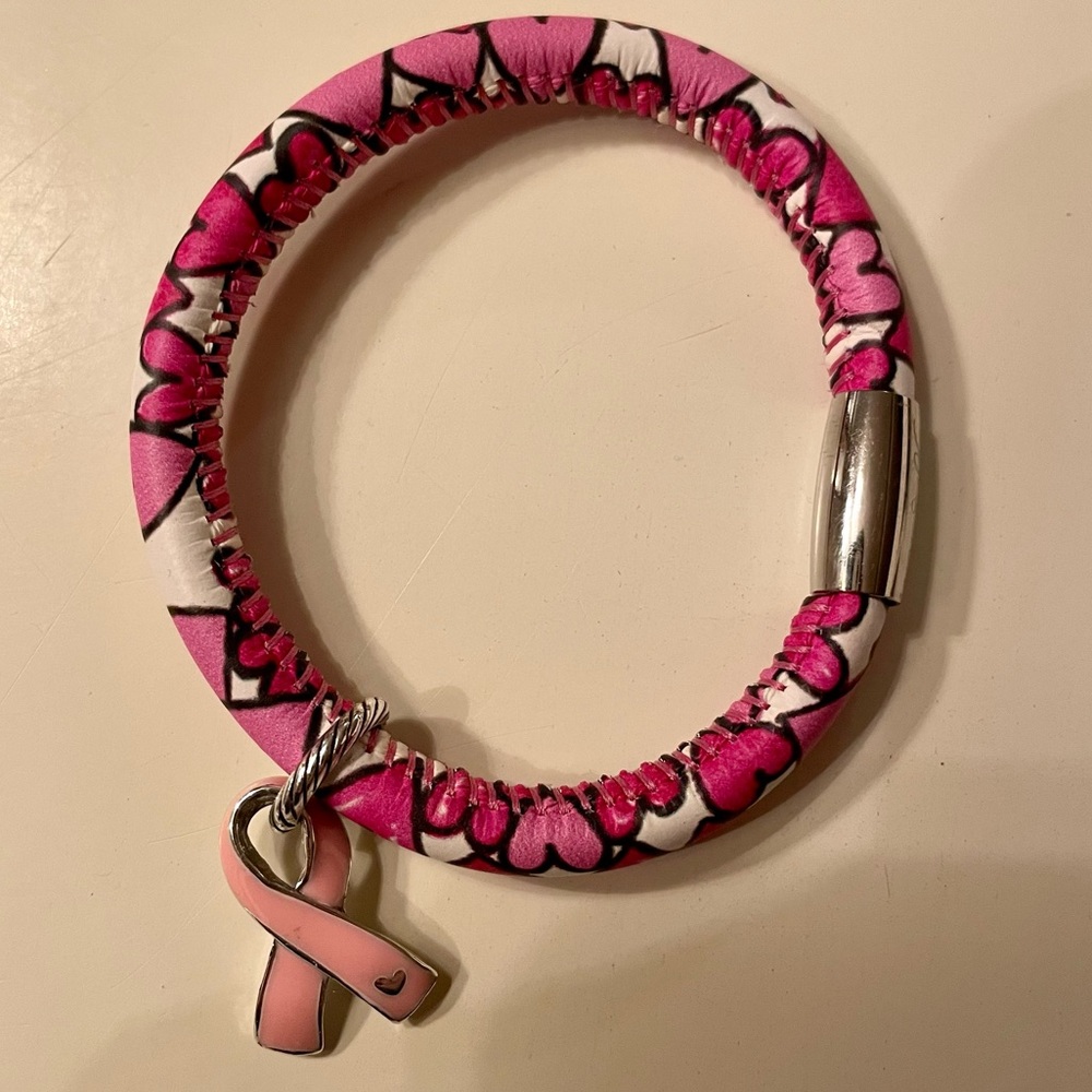 Brighton Power of Pink breast cancer awareness leather bracelet w pink charm